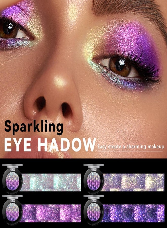 Noerrors Chameleon Eyeshadow,Multichrome Face Highlighter Palette,Multicolor Glow,Multi-use,High Pigment,Color Shift Metallic Shimmer Duochrome Eyeshadow Palette Face Purple Highlighter Makeup - Image 2